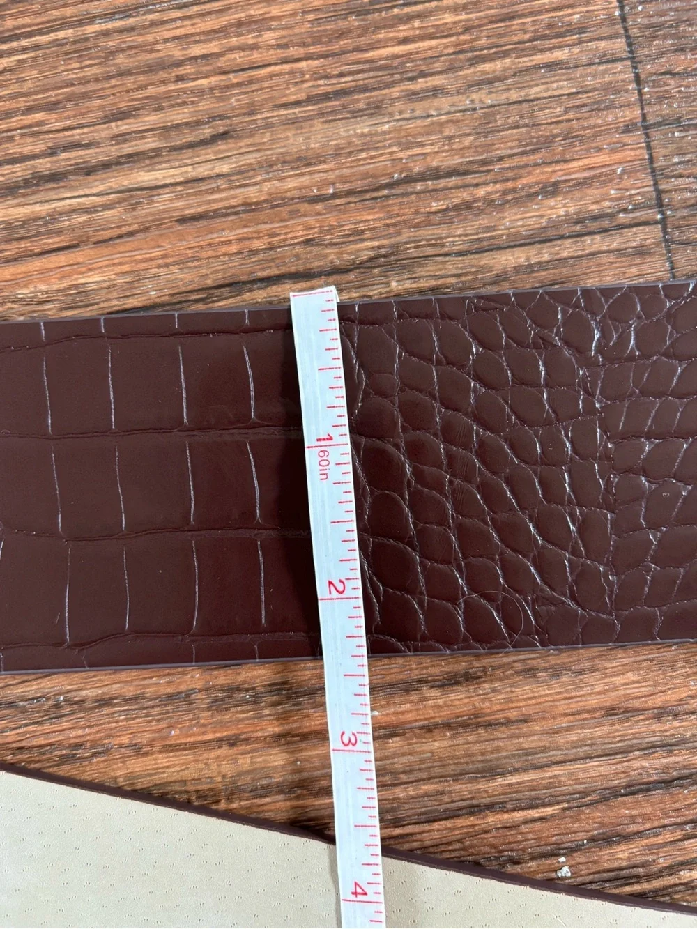 Croc Embossed Wide Waist Belt Gold Buckle